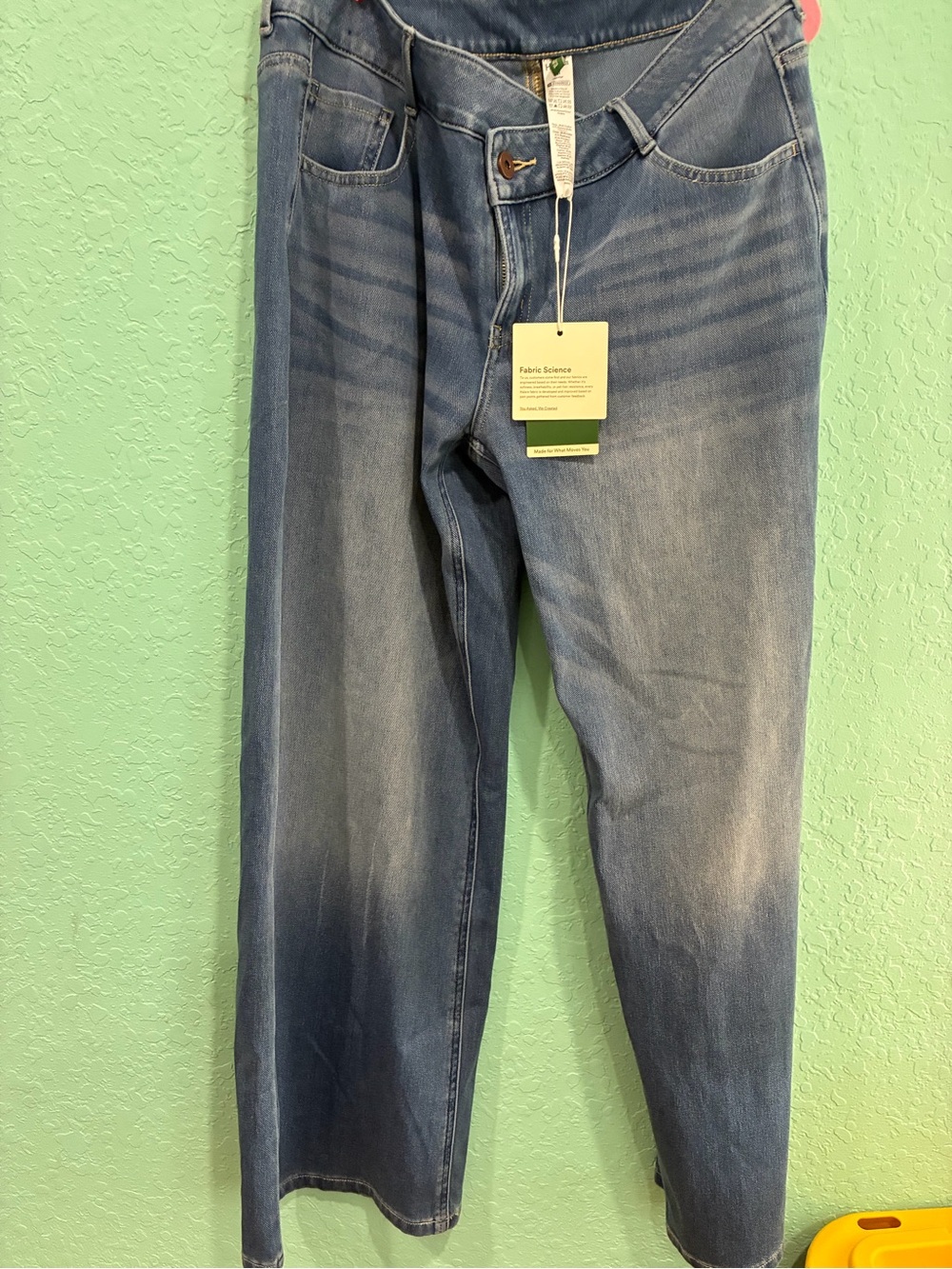 NWT Halara jeans M women’s flex denim baggy wide leg asymmetric